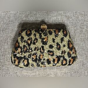 Leopard Print Sequin Clutch